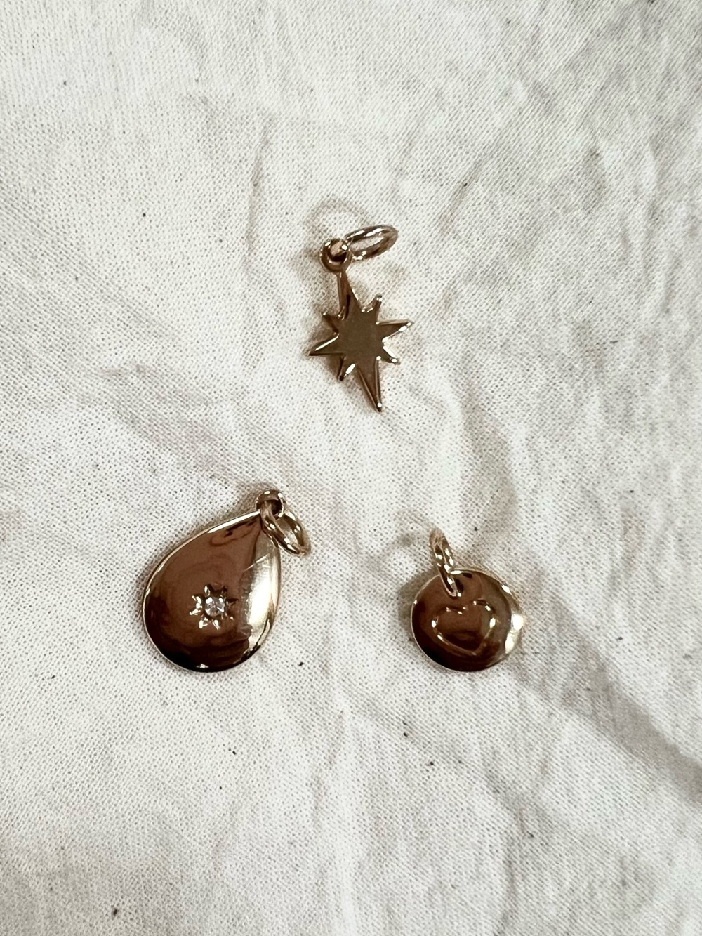 J. Crew set of 3 Gold Star, Teardrop & Disc Charm Trio - Women Jewelry